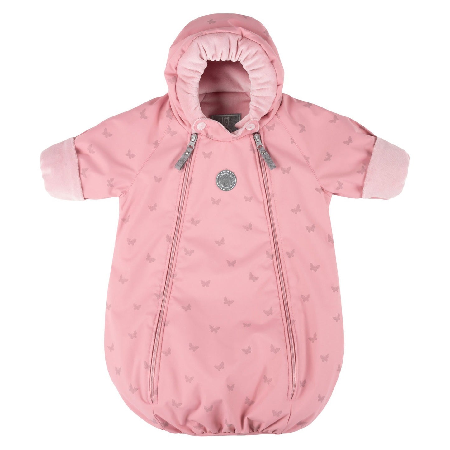 Pink Reflective Merino Wool-Lined Spring/Autumn Bunting Pram Suit