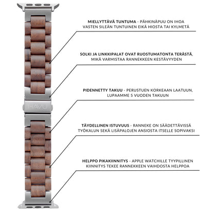 Apple Watch Ultra -ranneke, pähkinäpuu