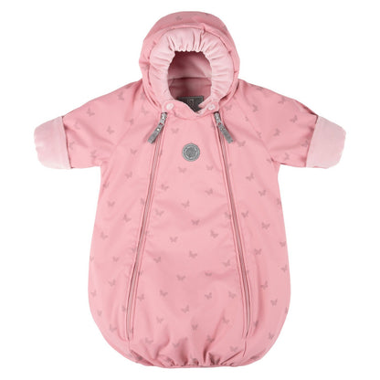 Pink Reflective Merino Wool-Lined Spring/Autumn Bunting Pram Suit
